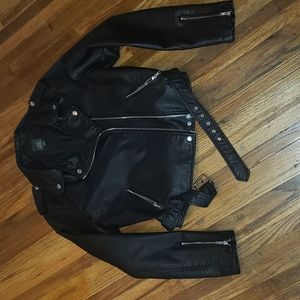 Womens faux leather biker jacket